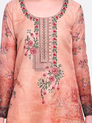 Peach embroidered chanderi salwar with dupatta 2