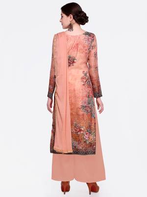 Peach embroidered chanderi salwar with dupatta 3