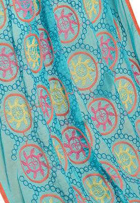 Peach embroidered cotton salwar with dupatta 4