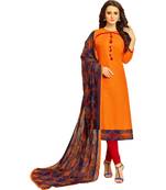 Orange embroidered cotton salwar with dupatta