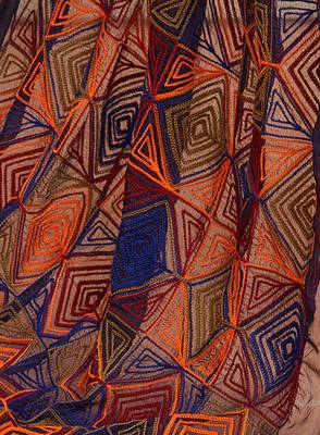 Orange embroidered cotton salwar with dupatta 4