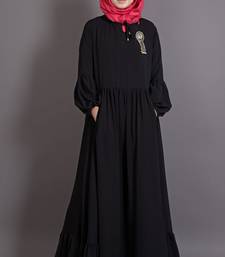 Black Poly Crepe Plain Islamic Abaya