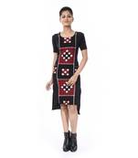 Ikat And Sambalpuri U Neck Black Red one piece dress