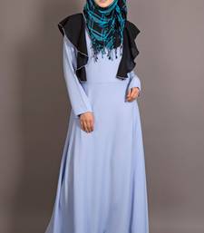 Sky Blue Poly Crepe Plain Islamic Abaya
