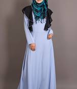 Sky Blue Poly Crepe Plain Islamic Abaya