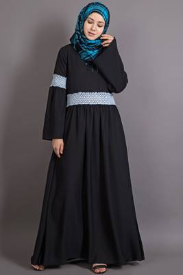Black Poly Crepe Plain Islamic Abaya 1