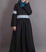 Black Poly Crepe Plain Islamic Abaya