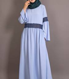 Sky Blue Poly Crepe Plain Islamic Abaya