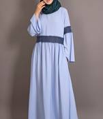 Sky Blue Poly Crepe Plain Islamic Abaya
