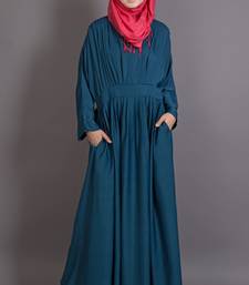 Teal Poly Crepe Plain Islamic Abaya
