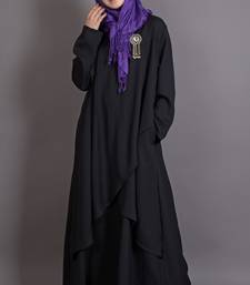 Black Poly Crepe Plain Islamic Abaya