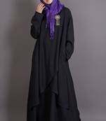 Black Poly Crepe Plain Islamic Abaya