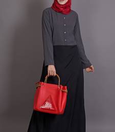 Grey Poly Crepe Plain Islamic Abaya