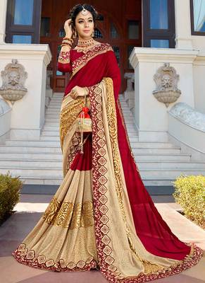 Red brasso georgette saree with blouse 1