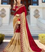 Red brasso georgette saree with blouse