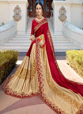 Red brasso georgette saree with blouse 2