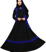 Black And Navy Blue Color Stone Work Abaya Burkha With Chiffon Hijab