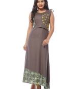 Grey plain cotton kurti