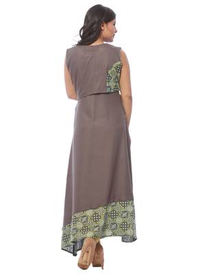 Grey plain cotton kurti 2