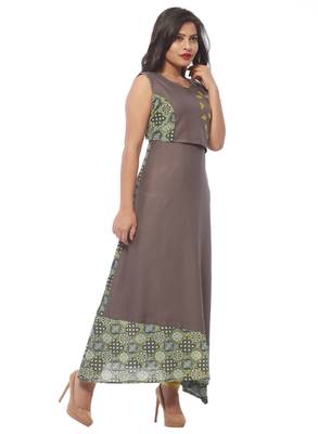 Grey plain cotton kurti 3