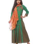 Green printed cotton kurti