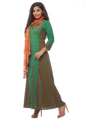 Green printed cotton kurti 2