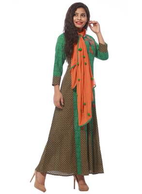 Green printed cotton kurti 3