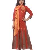 Maroon printed cotton kurti