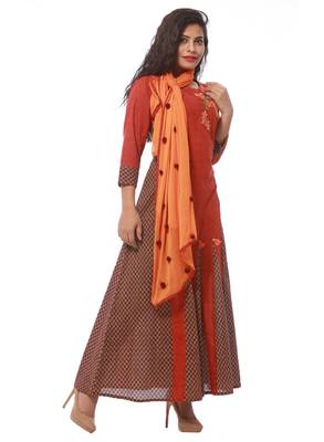 Maroon printed cotton kurti 2