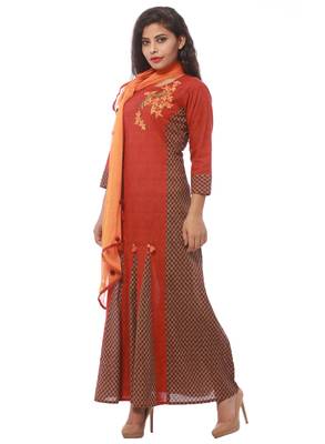 Maroon printed cotton kurti 3