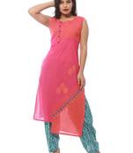 Pink printed cotton kurti