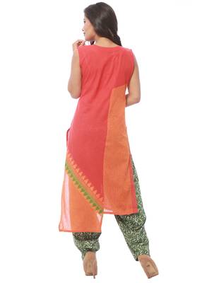 Peach printed cotton kurti 2