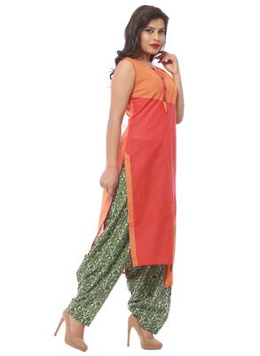 Peach printed cotton kurti 3