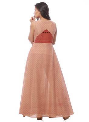 Beige printed cotton kurti 2