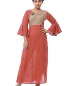 Orange printed cotton kurti