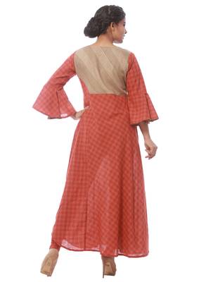 Orange printed cotton kurti 2