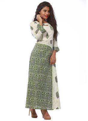 Green printed cotton kurti 3