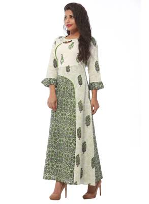Green printed cotton kurti 4