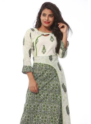 Green printed cotton kurti 5