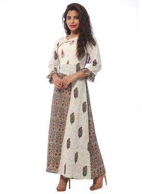 White printed cotton kurti 4