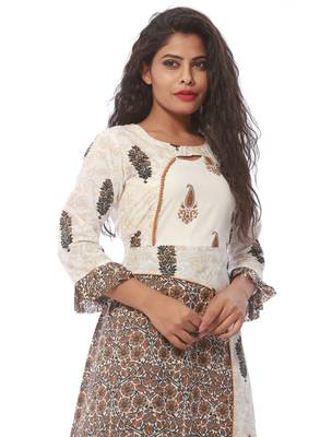 White printed cotton kurti 5