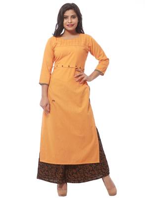 Orange plain cotton kurti 1
