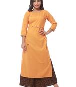 Orange plain cotton kurti