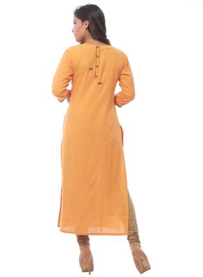 Orange plain cotton kurti 2