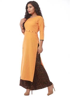 Orange plain cotton kurti 3