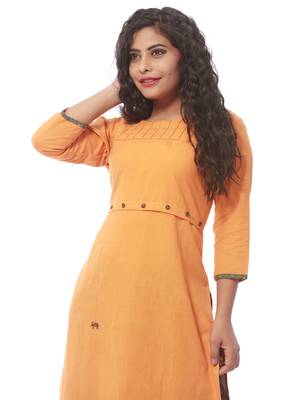 Orange plain cotton kurti 4