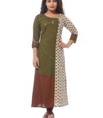 Green printed rayon kurti