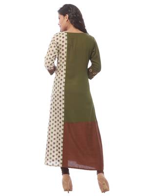 Green printed rayon kurti 2