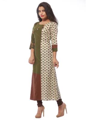 Green printed rayon kurti 3