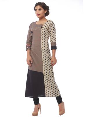 Grey printed rayon kurti 3